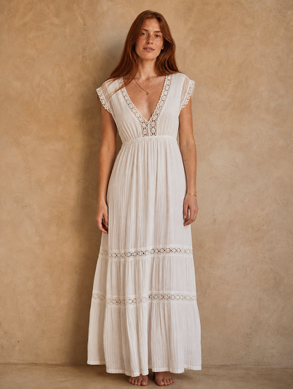 Alba Crochet Maxi Dress - front