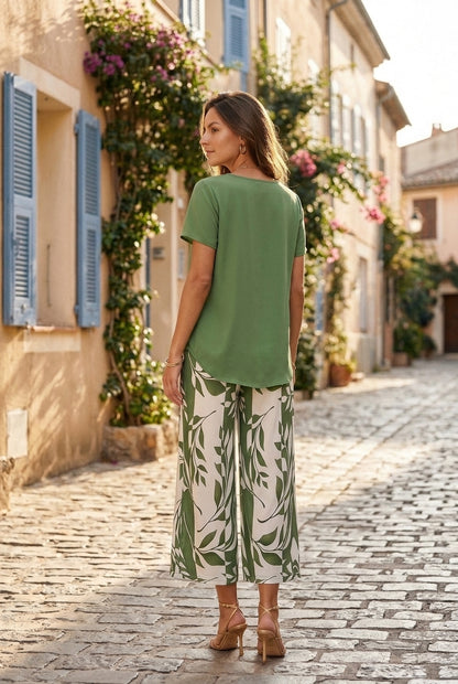 Wren | Leaf Print Two-Piece Set