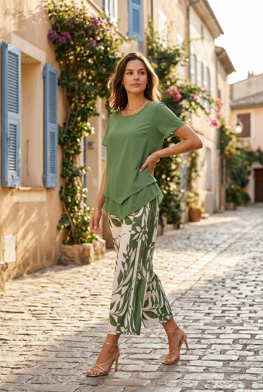 Wren | Leaf Print Two-Piece Set
