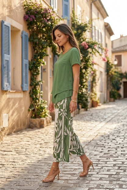 Wren | Leaf Print Two-Piece Set